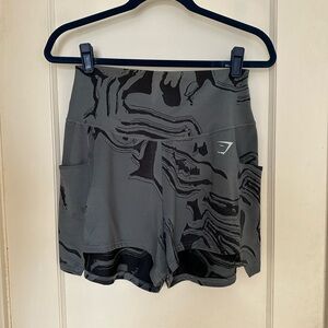 Gymshark Black & Gray Marbled Women's Athletic Shorts